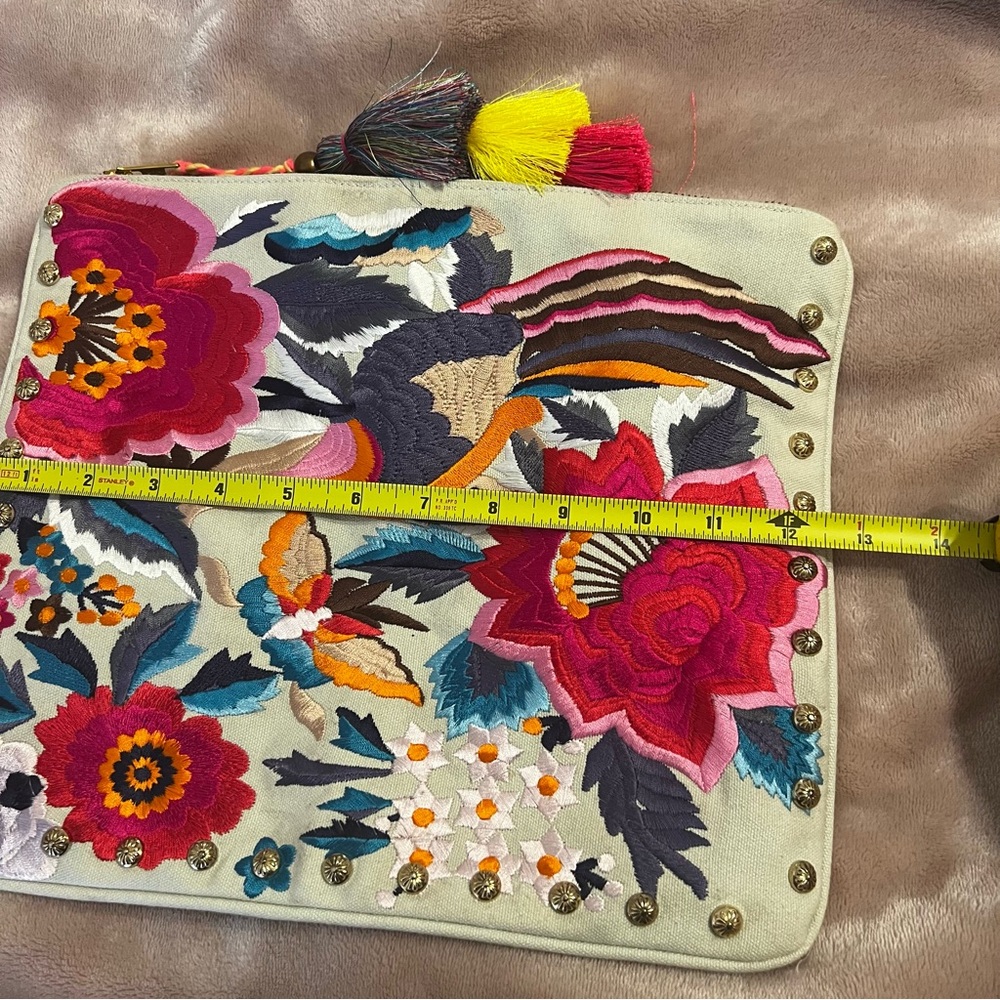 Steve Madden Breza Colorful Embroidered Large Clutch Crossbody, Natural/Multi - Picture 9 of 10